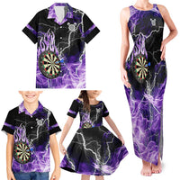 Personalized Purple Lightning Darts Board Family Matching Tank Maxi Dress and Hawaiian Shirt with Owl Graphic - Wonder Print Shop