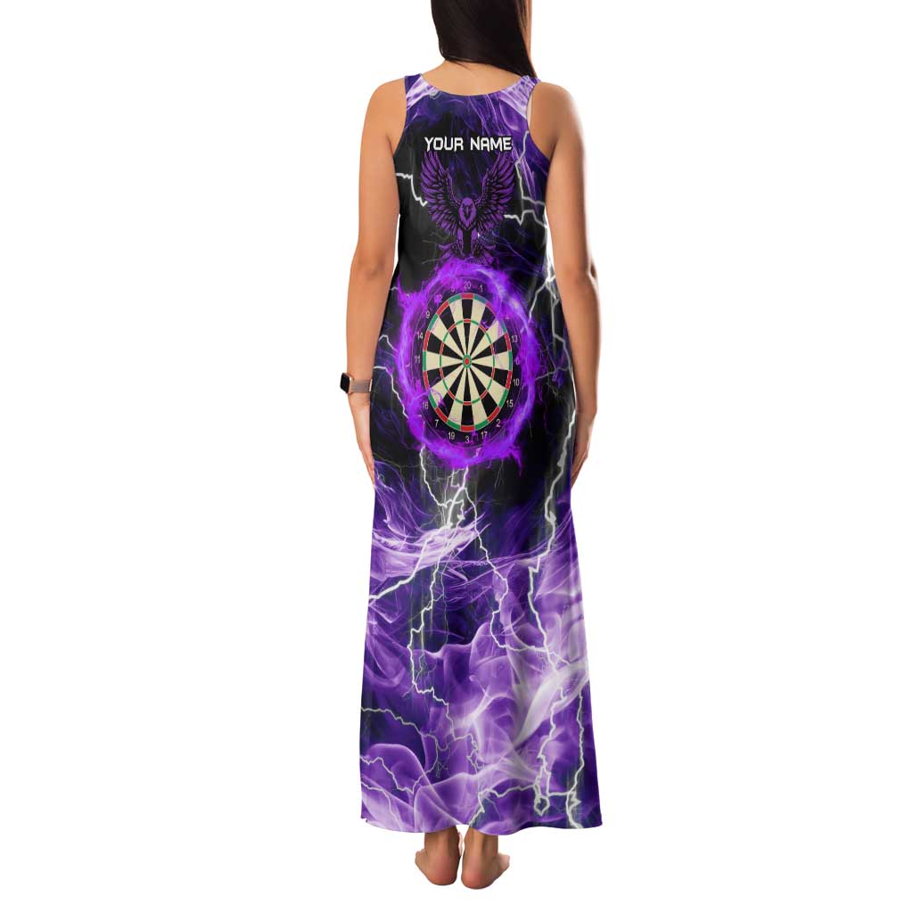 Personalized Purple Lightning Darts Board Family Matching Tank Maxi Dress and Hawaiian Shirt with Owl Graphic - Wonder Print Shop