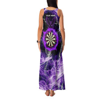 Personalized Purple Lightning Darts Board Family Matching Tank Maxi Dress and Hawaiian Shirt with Owl Graphic - Wonder Print Shop