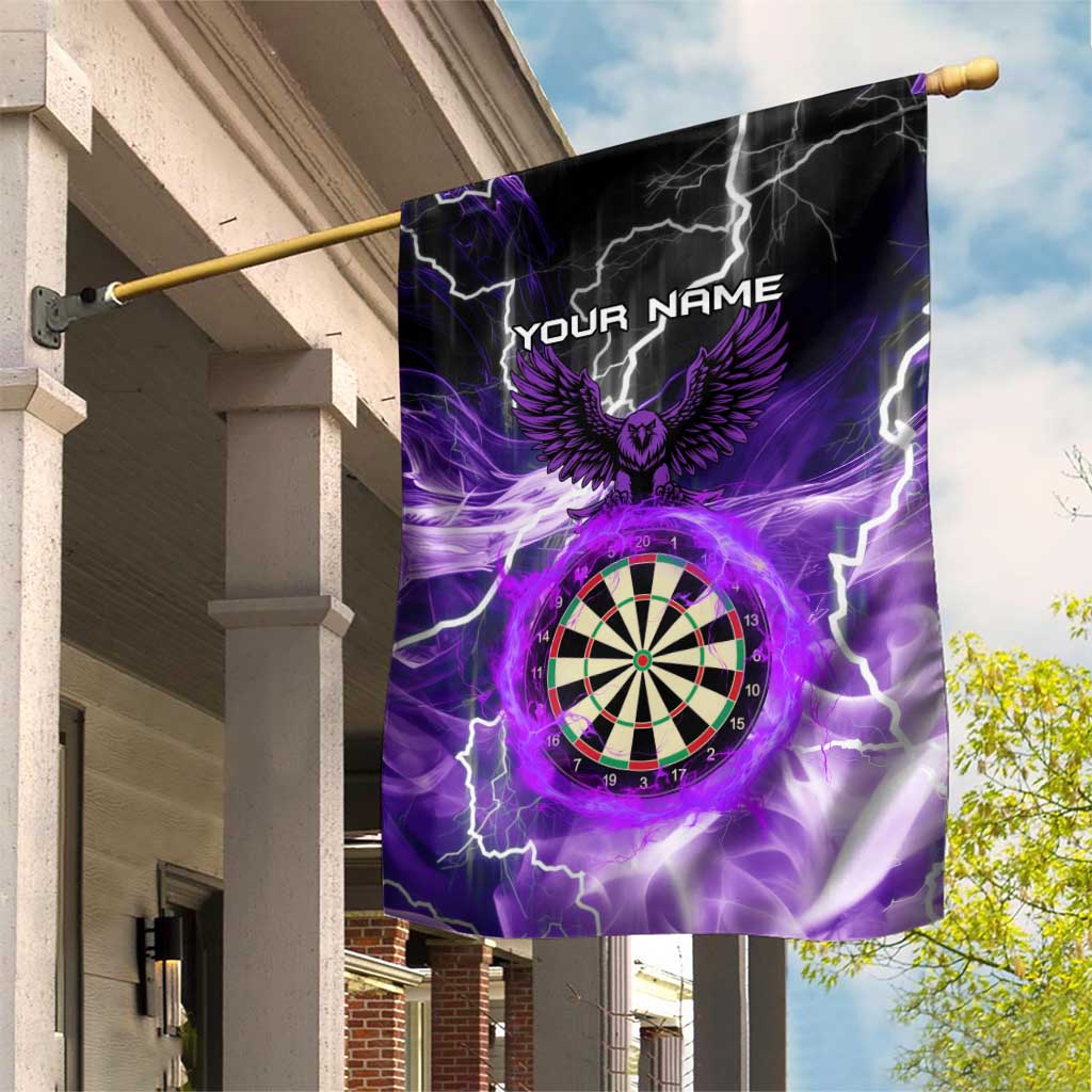 Personalized Purple Lightning Darts Board Garden Flag with Owl Graphic - Wonder Print Shop