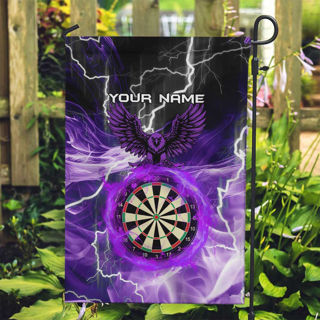 Personalized Purple Lightning Darts Board Garden Flag with Owl Graphic - Wonder Print Shop