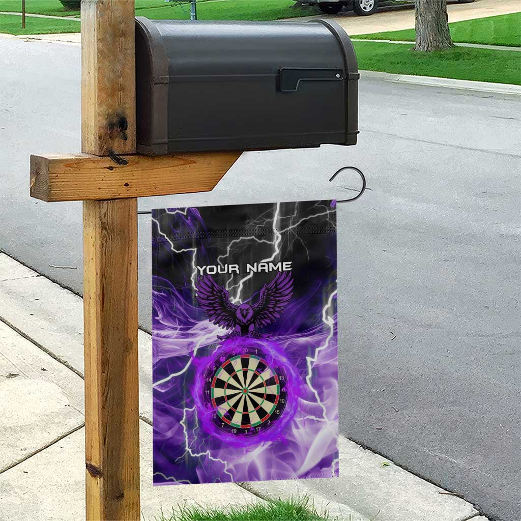 Personalized Purple Lightning Darts Board Garden Flag with Owl Graphic - Wonder Print Shop