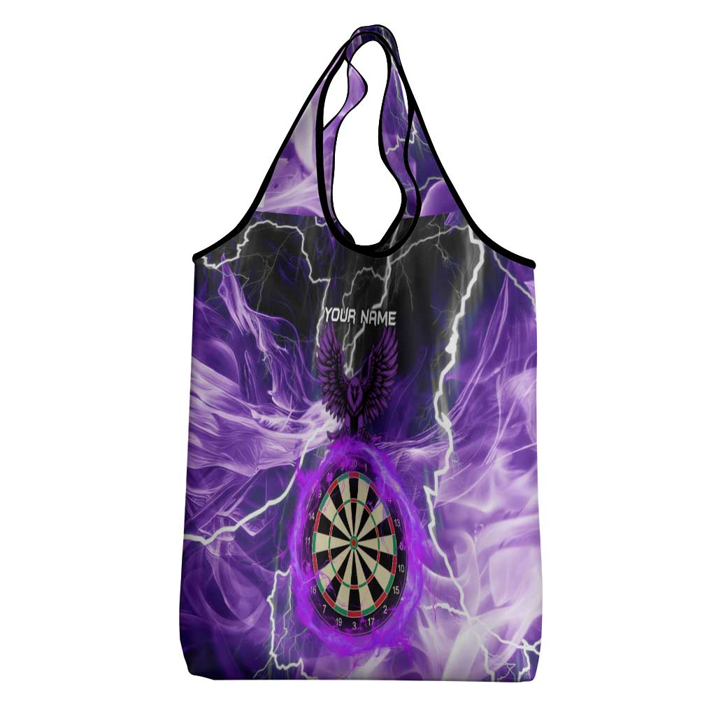 Personalized Purple Lightning Darts Board Grocery Bag with Owl Graphic - Wonder Print Shop