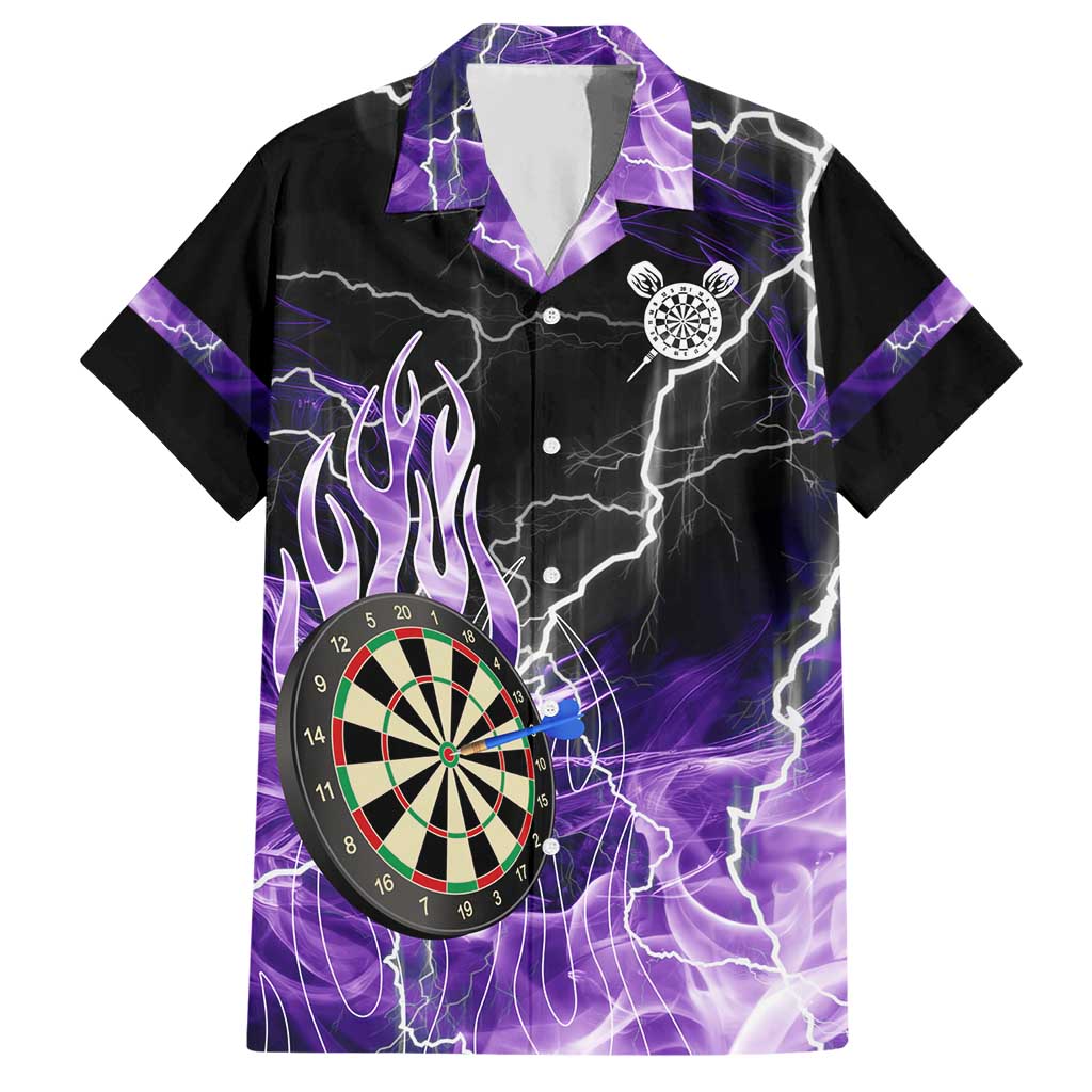 Personalized Purple Lightning Darts Board Hawaiian Shirt with Owl Graphic - Wonder Print Shop