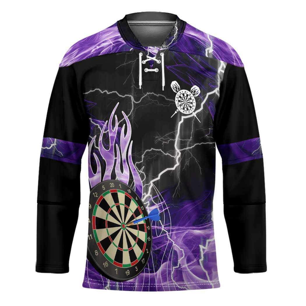 Personalized Purple Lightning Darts Board Hockey Jersey with Owl Graphic - Wonder Print Shop