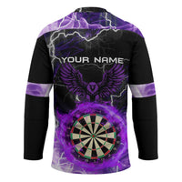 Personalized Purple Lightning Darts Board Hockey Jersey with Owl Graphic - Wonder Print Shop
