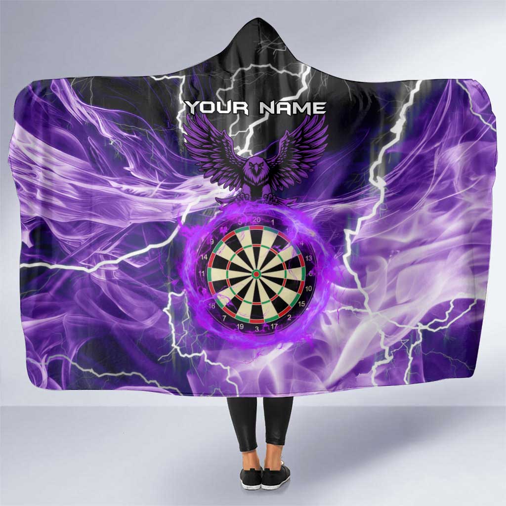 Personalized Purple Lightning Darts Board Hooded Blanket with Owl Graphic - Wonder Print Shop