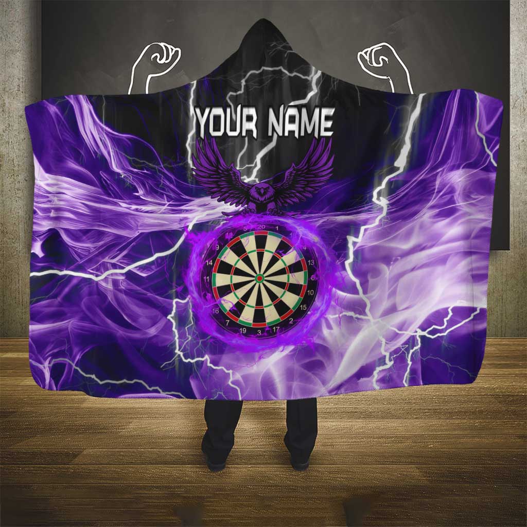 Personalized Purple Lightning Darts Board Hooded Blanket with Owl Graphic - Wonder Print Shop
