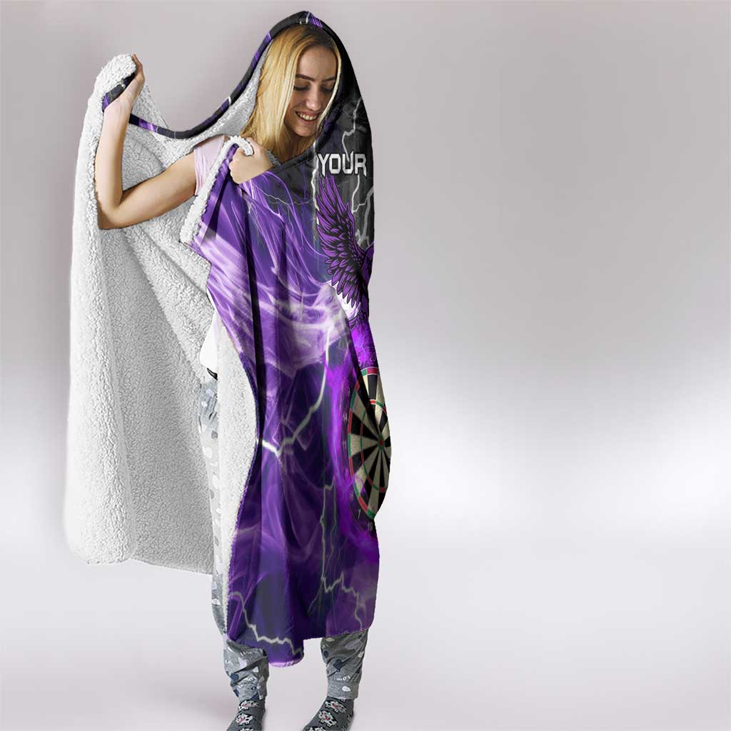 Personalized Purple Lightning Darts Board Hooded Blanket with Owl Graphic - Wonder Print Shop
