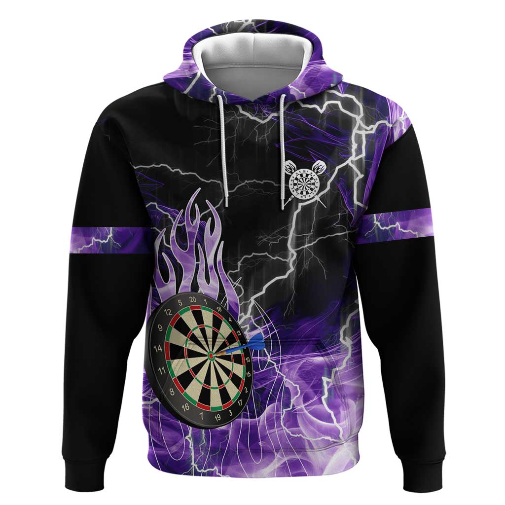 Personalized Purple Lightning Darts Board Hoodie with Owl Graphic - Wonder Print Shop
