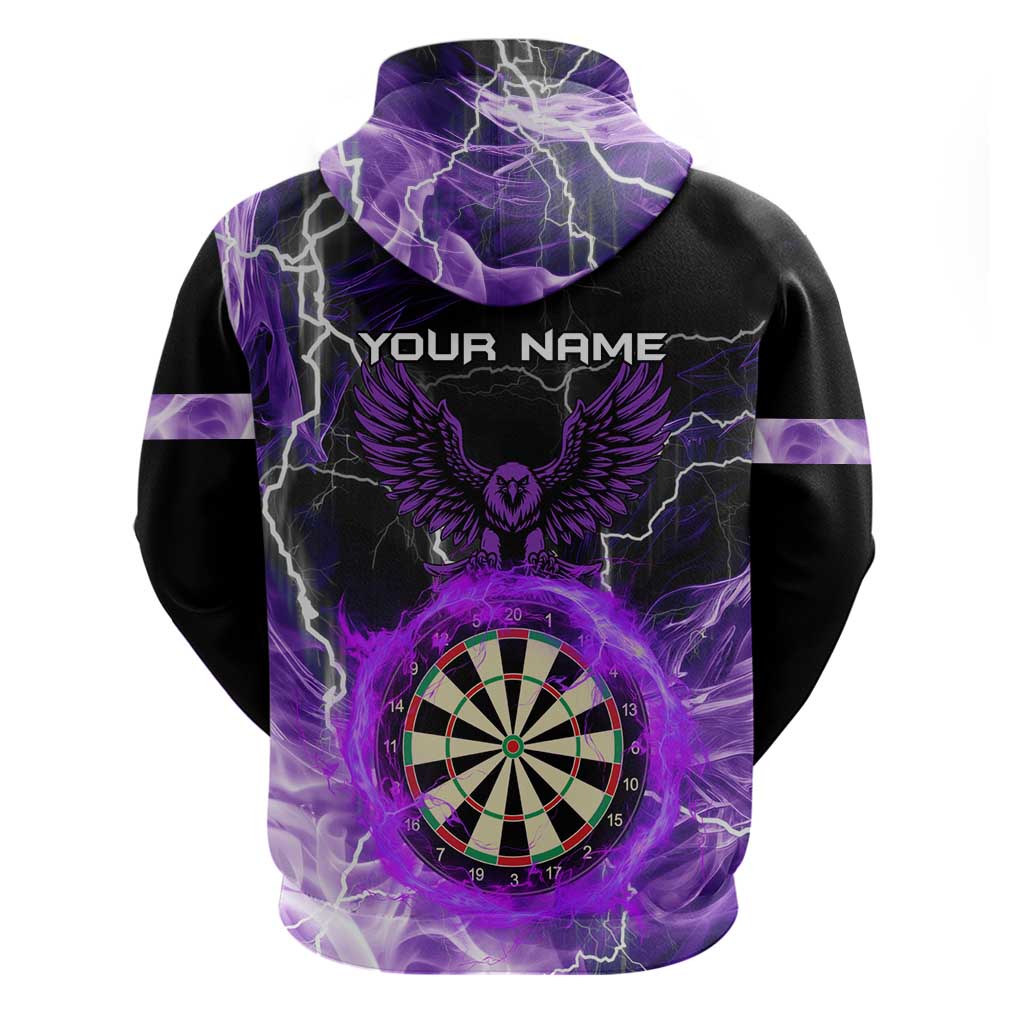 Personalized Purple Lightning Darts Board Hoodie with Owl Graphic - Wonder Print Shop