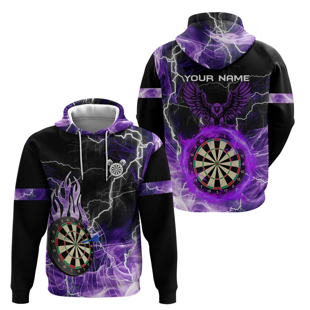 Personalized Purple Lightning Darts Board Hoodie with Owl Graphic - Wonder Print Shop