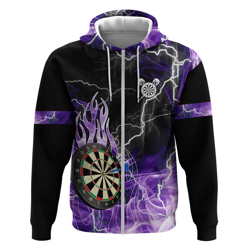 Personalized Purple Lightning Darts Board Hoodie with Owl Graphic - Wonder Print Shop
