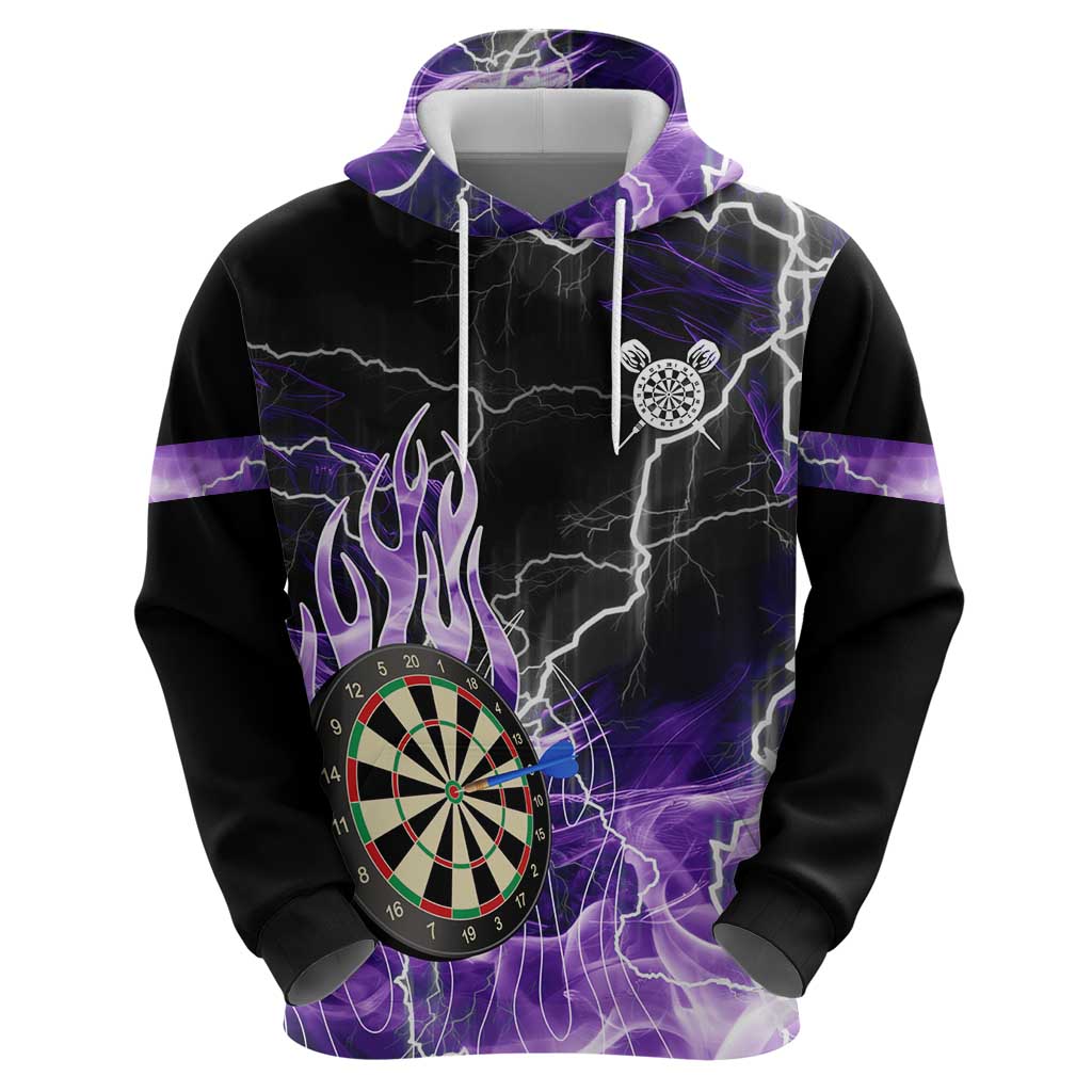 Personalized Purple Lightning Darts Board Hoodie with Owl Graphic - Wonder Print Shop