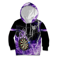 Personalized Purple Lightning Darts Board Kid Hoodie with Owl Graphic - Wonder Print Shop