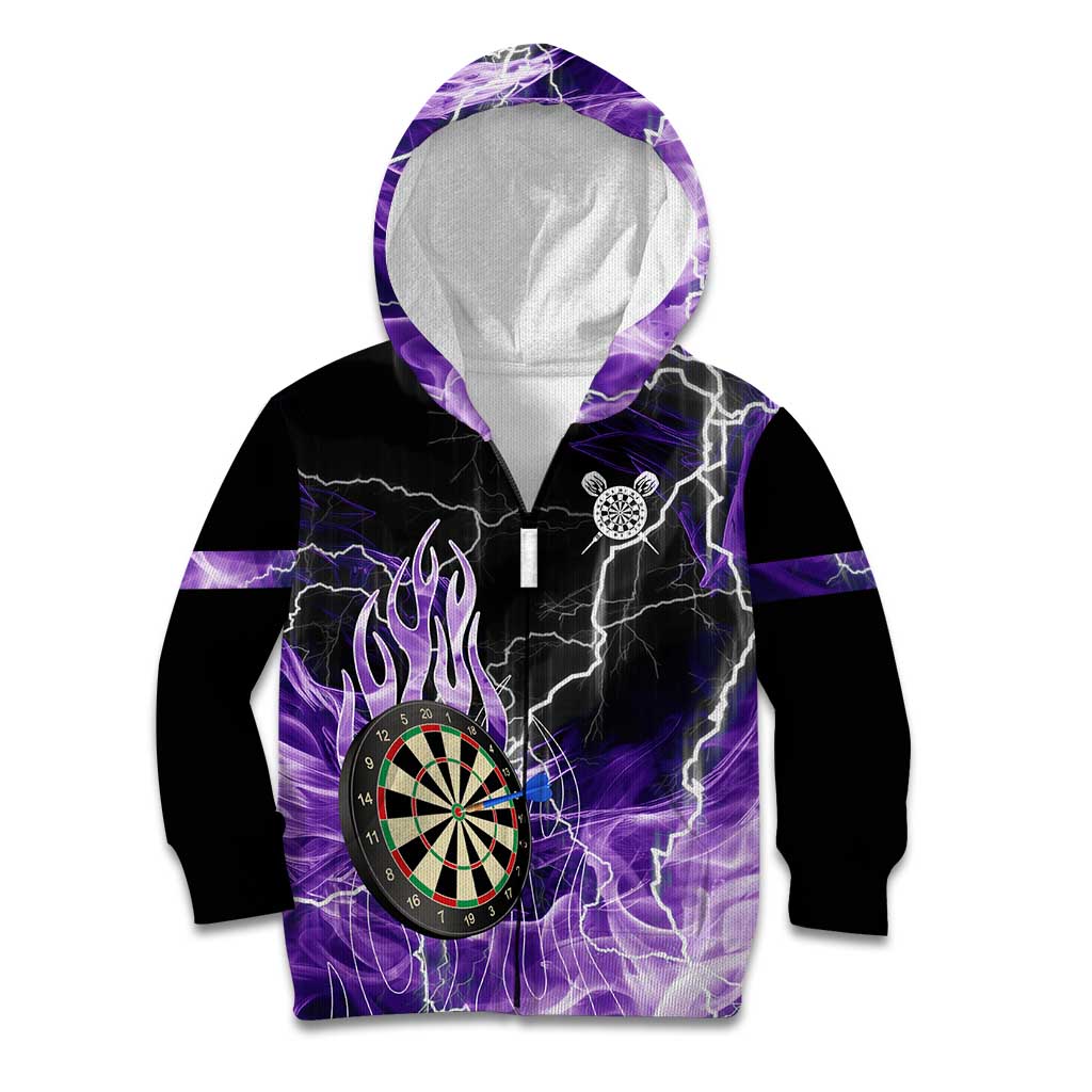 Personalized Purple Lightning Darts Board Kid Hoodie with Owl Graphic - Wonder Print Shop