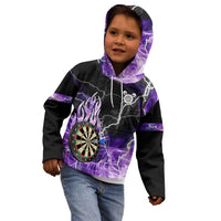 Personalized Purple Lightning Darts Board Kid Hoodie with Owl Graphic - Wonder Print Shop