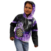 Personalized Purple Lightning Darts Board Kid Hoodie with Owl Graphic - Wonder Print Shop