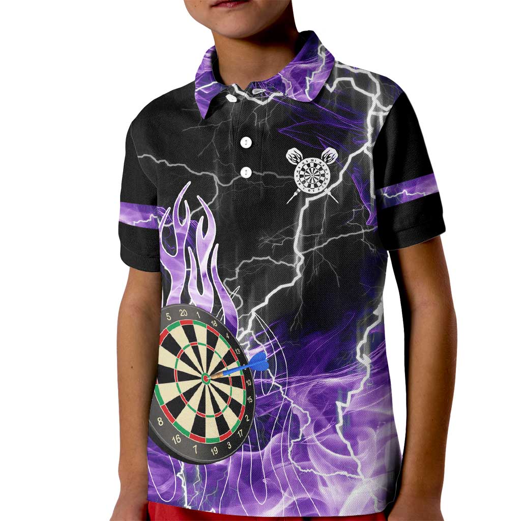 Personalized Purple Lightning Darts Board Kid Polo Shirt with Owl Graphic - Wonder Print Shop