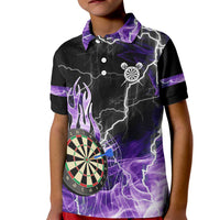 Personalized Purple Lightning Darts Board Kid Polo Shirt with Owl Graphic - Wonder Print Shop