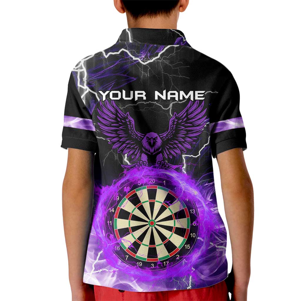 Personalized Purple Lightning Darts Board Kid Polo Shirt with Owl Graphic - Wonder Print Shop