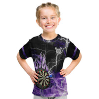 Personalized Purple Lightning Darts Board Kid T Shirt with Owl Graphic - Wonder Print Shop