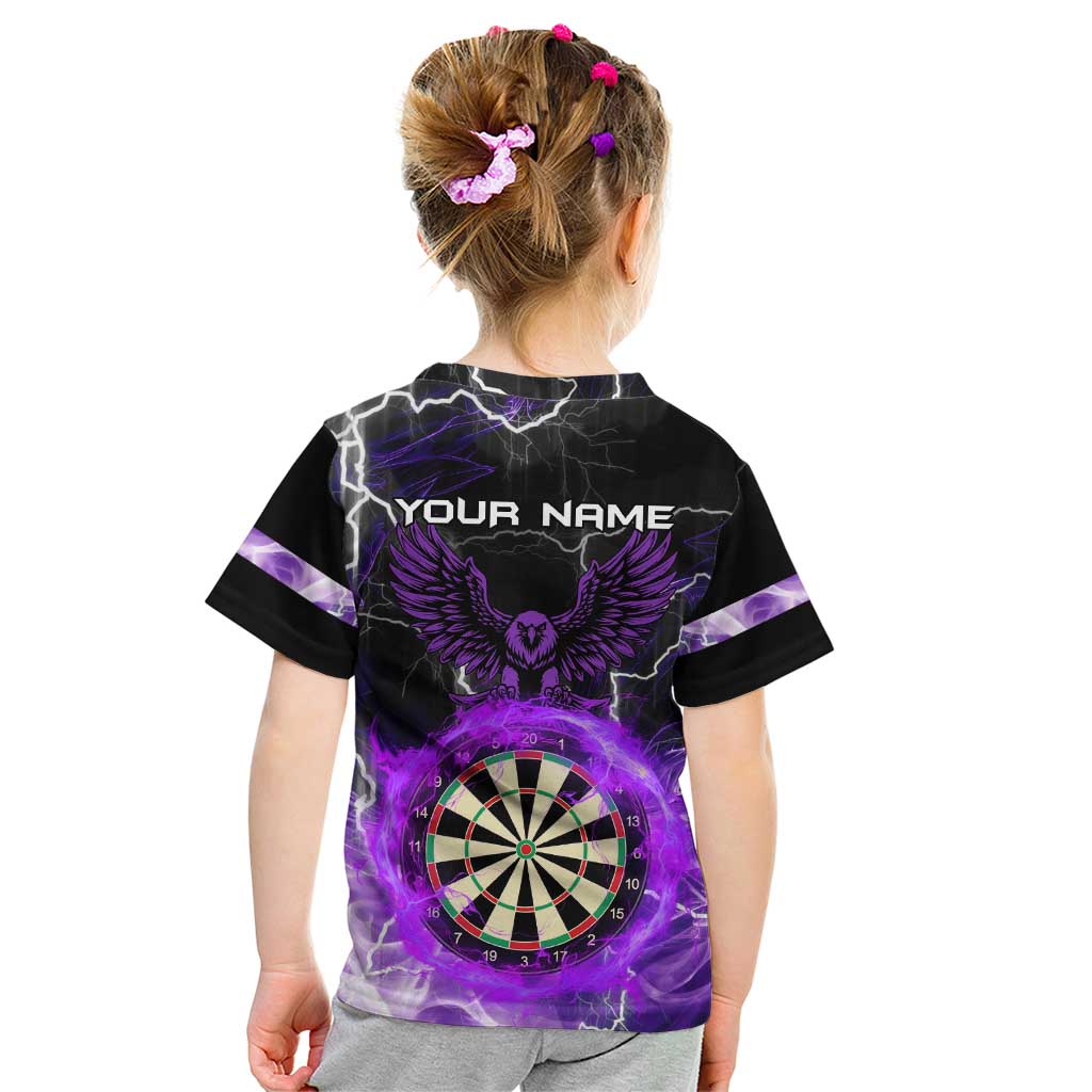 Personalized Purple Lightning Darts Board Kid T Shirt with Owl Graphic - Wonder Print Shop