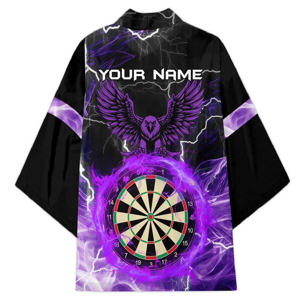 Personalized Purple Lightning Darts Board Kimono with Owl Graphic - Wonder Print Shop