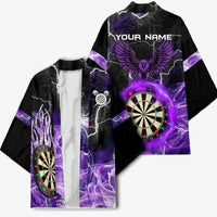 Personalized Purple Lightning Darts Board Kimono with Owl Graphic - Wonder Print Shop
