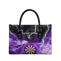Personalized Purple Lightning Darts Board Leather Bag with Owl Graphic - Wonder Print Shop