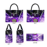 Personalized Purple Lightning Darts Board Leather Bag with Owl Graphic - Wonder Print Shop