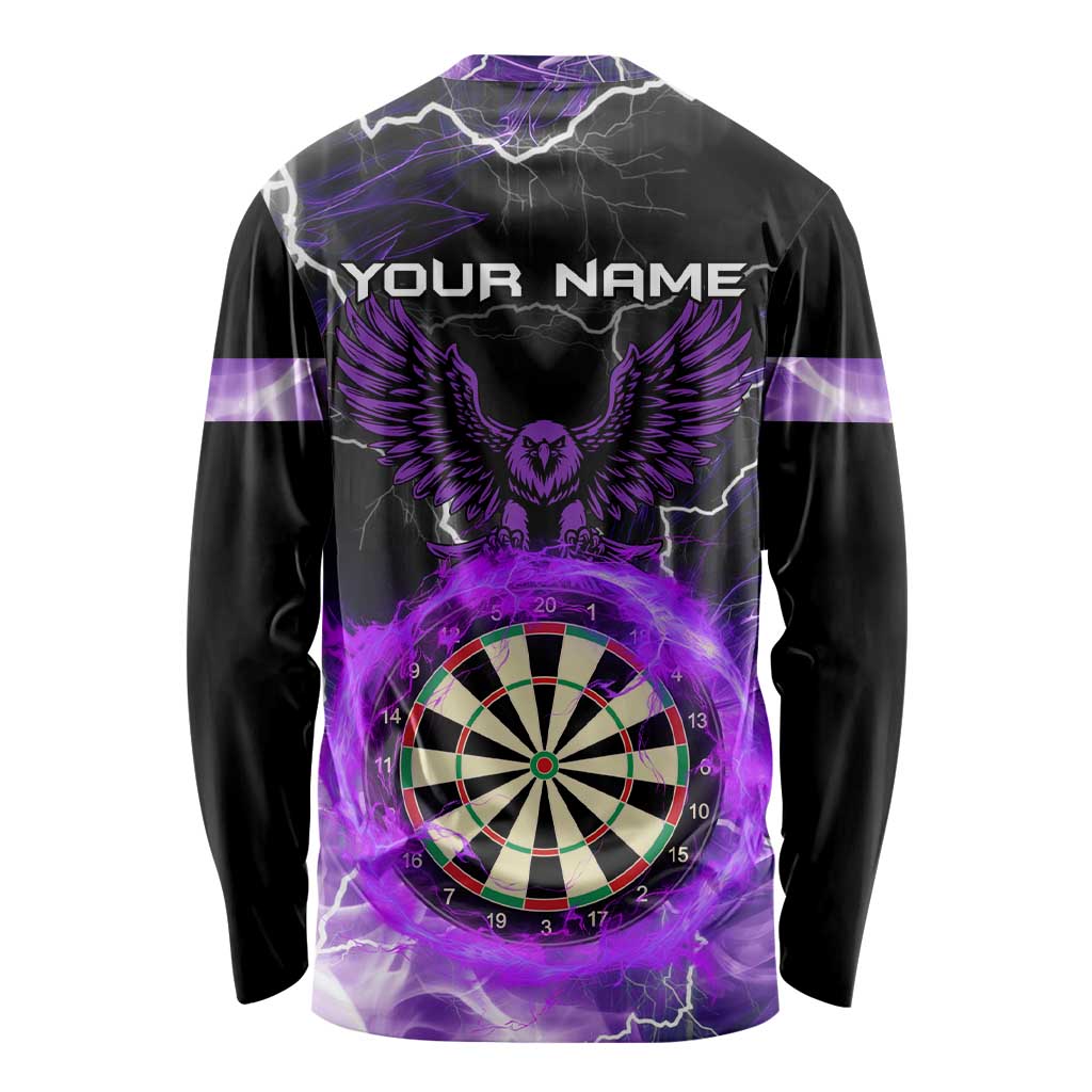 Personalized Purple Lightning Darts Board Long Sleeve Shirt with Owl Graphic - Wonder Print Shop