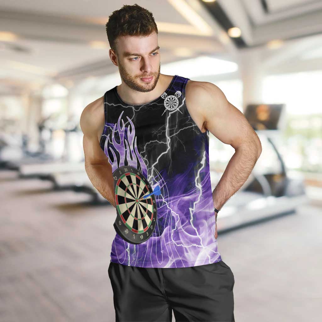 Personalized Purple Lightning Darts Board Men Tank Top with Owl Graphic - Wonder Print Shop