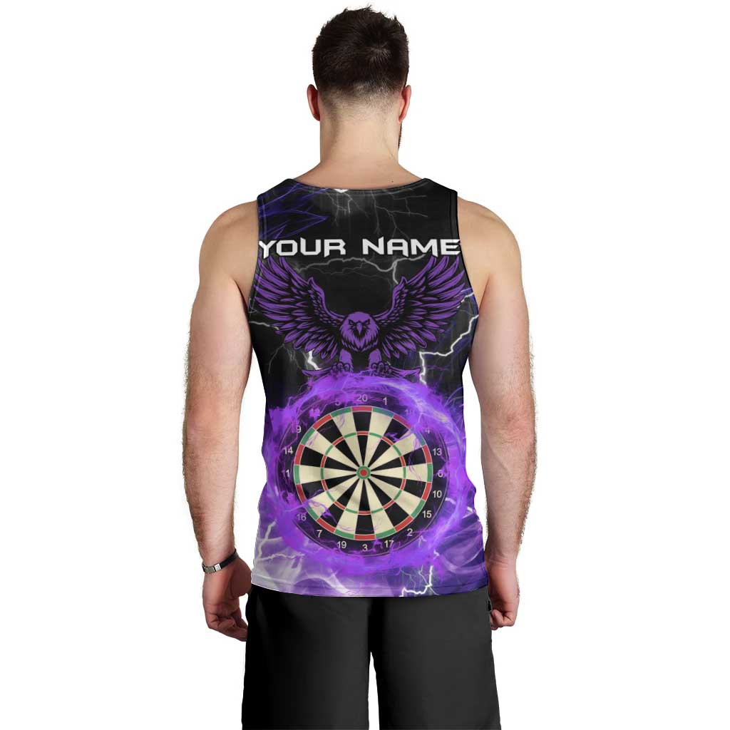 Personalized Purple Lightning Darts Board Men Tank Top with Owl Graphic - Wonder Print Shop