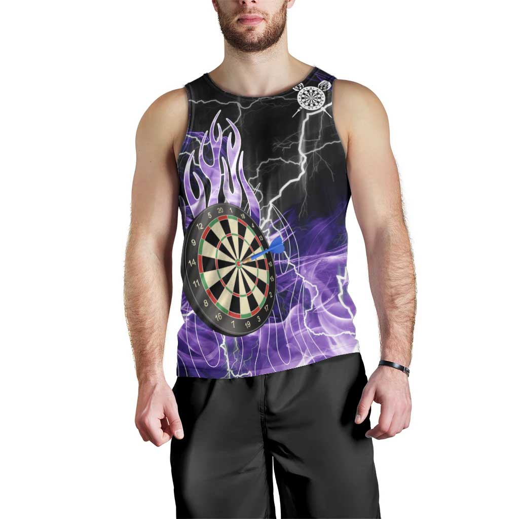 Personalized Purple Lightning Darts Board Men Tank Top with Owl Graphic - Wonder Print Shop