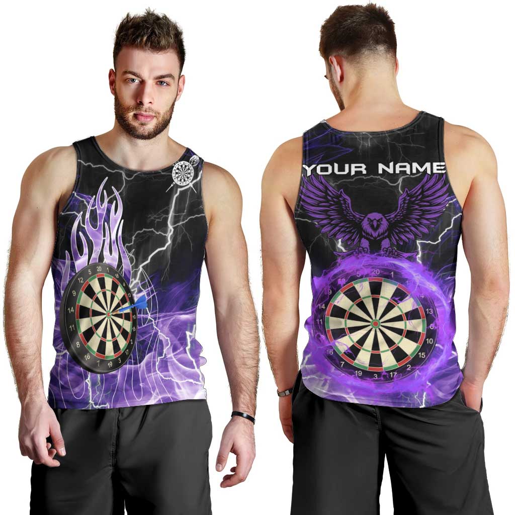 Personalized Purple Lightning Darts Board Men Tank Top with Owl Graphic - Wonder Print Shop
