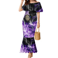 Personalized Purple Lightning Darts Board Mermaid Dress with Owl Graphic - Wonder Print Shop