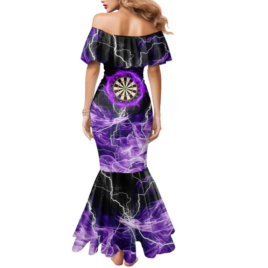 Personalized Purple Lightning Darts Board Mermaid Dress with Owl Graphic - Wonder Print Shop