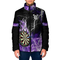 Personalized Purple Lightning Darts Board Padded Jacket with Owl Graphic - Wonder Print Shop