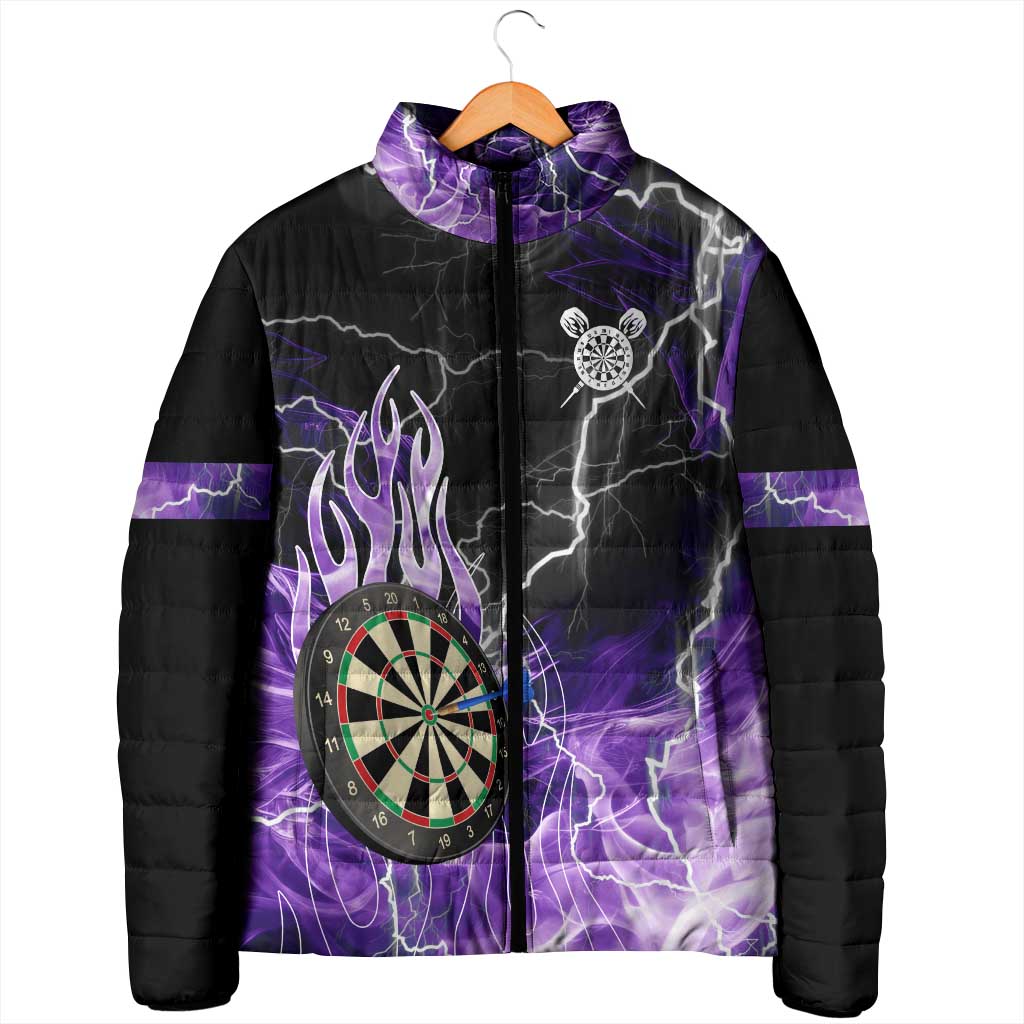 Personalized Purple Lightning Darts Board Padded Jacket with Owl Graphic - Wonder Print Shop