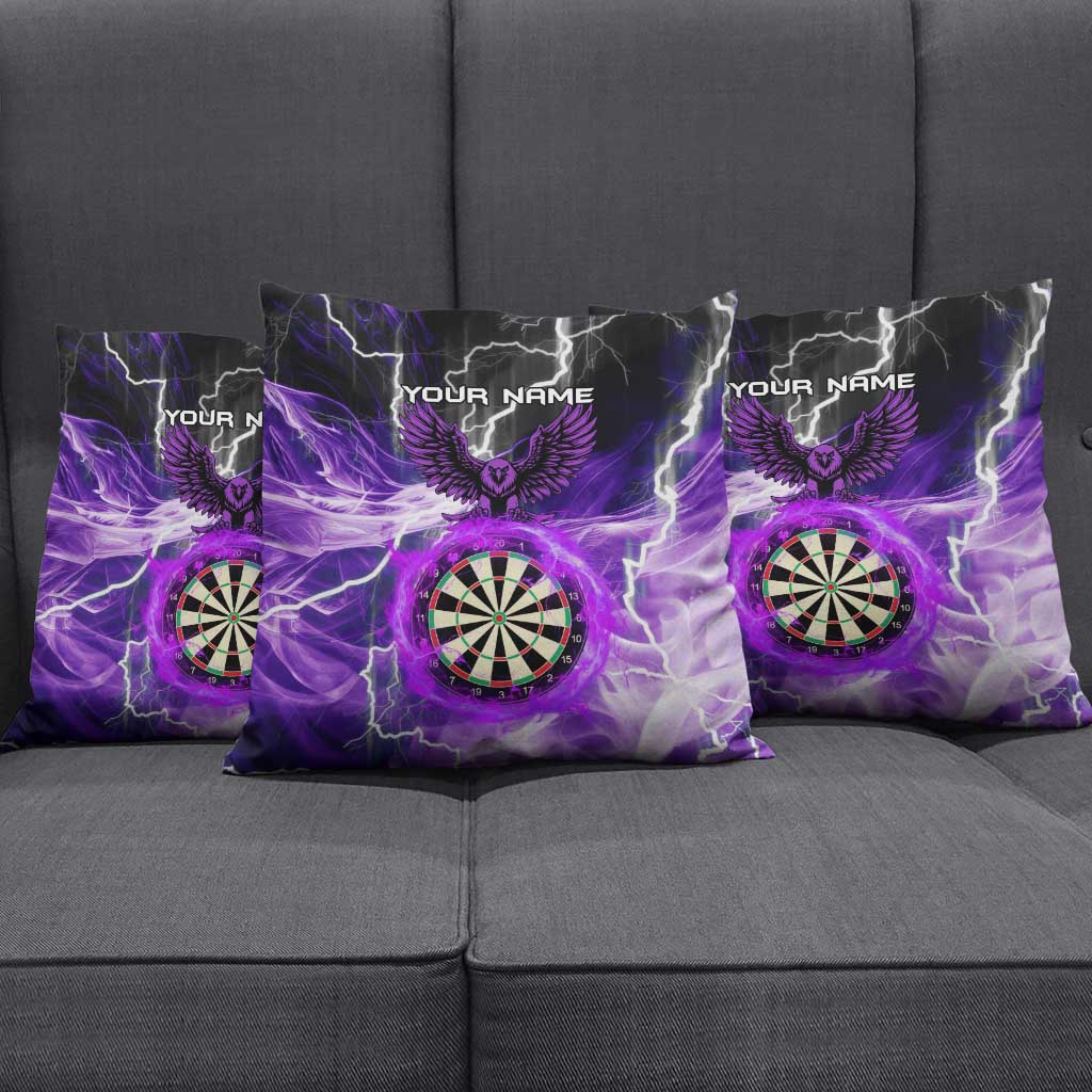Personalized Purple Lightning Darts Board Pillow Cover with Owl Graphic - Wonder Print Shop