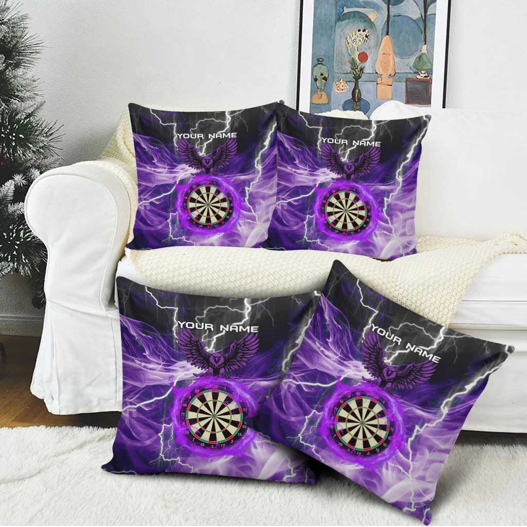 Personalized Purple Lightning Darts Board Pillow Cover with Owl Graphic - Wonder Print Shop