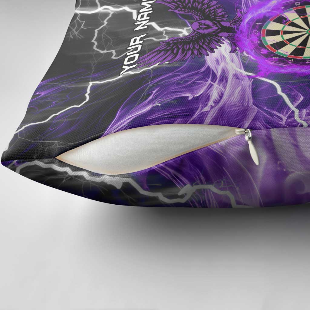 Personalized Purple Lightning Darts Board Pillow Cover with Owl Graphic - Wonder Print Shop