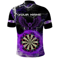 Personalized Purple Lightning Darts Board Polo Shirt with Owl Graphic - Wonder Print Shop