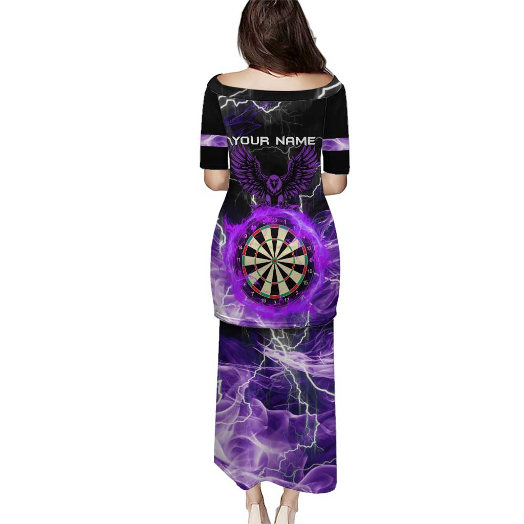 Personalized Purple Lightning Darts Board Puletasi with Owl Graphic - Wonder Print Shop