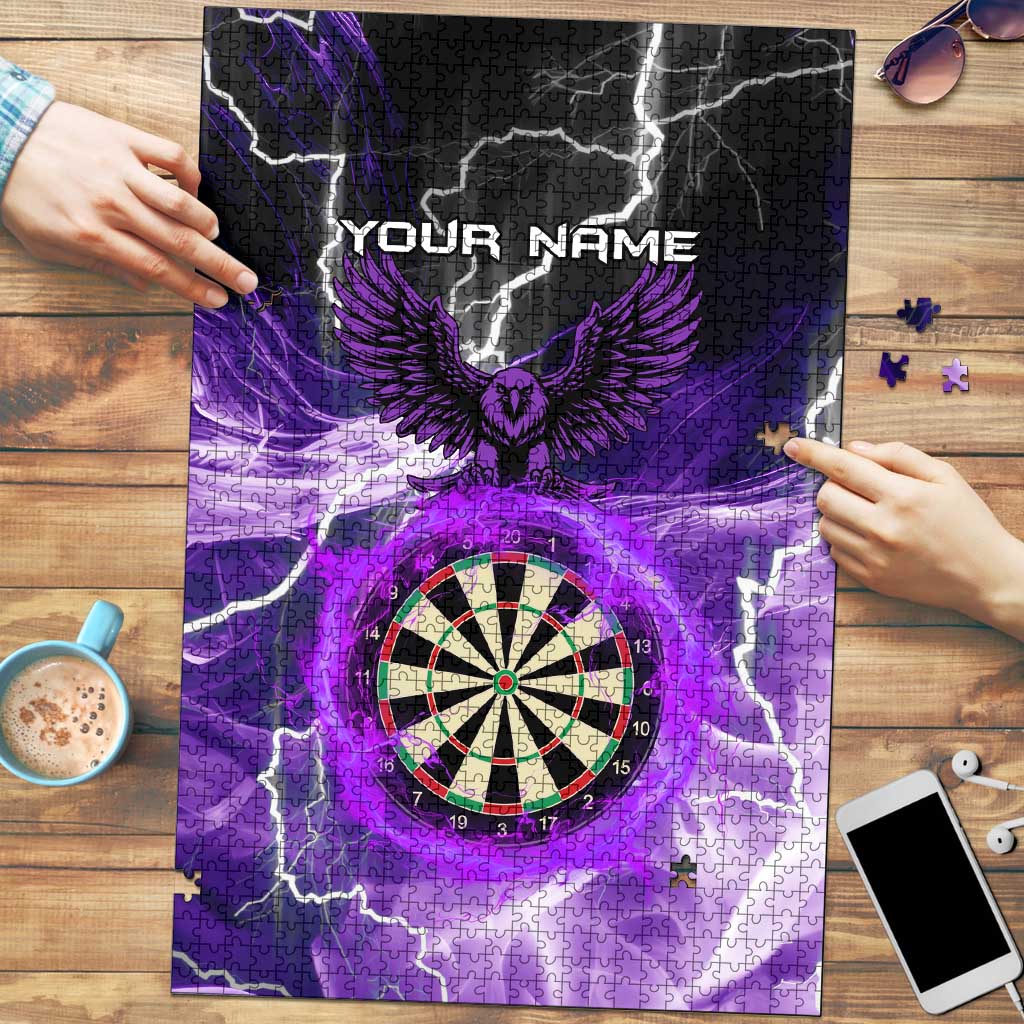 Personalized Purple Lightning Darts Board Puzzle with Owl Graphic - Wonder Print Shop