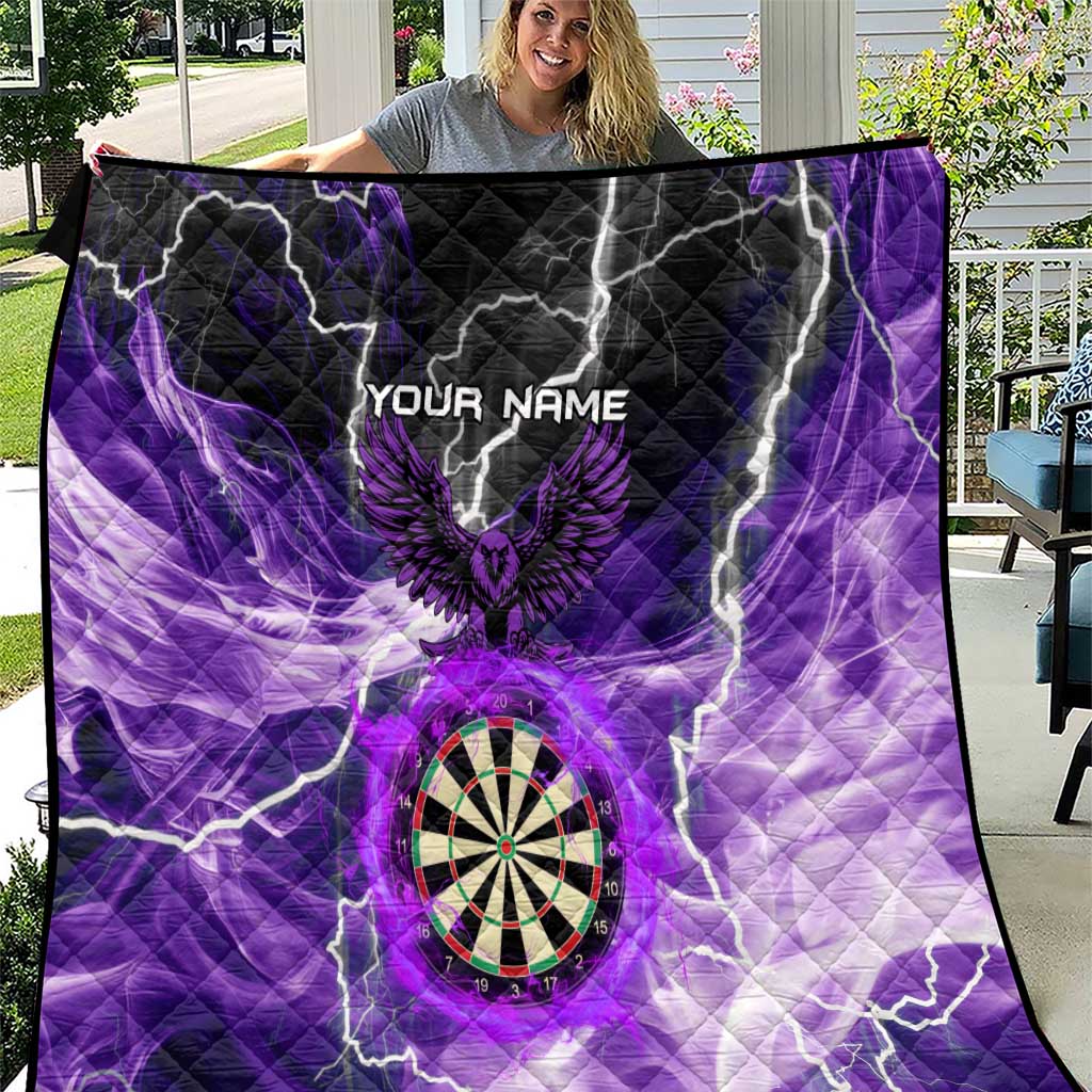 Personalized Purple Lightning Darts Board Quilt with Owl Graphic - Wonder Print Shop