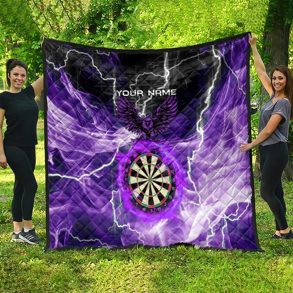 Personalized Purple Lightning Darts Board Quilt with Owl Graphic - Wonder Print Shop