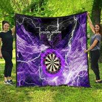 Personalized Purple Lightning Darts Board Quilt with Owl Graphic - Wonder Print Shop