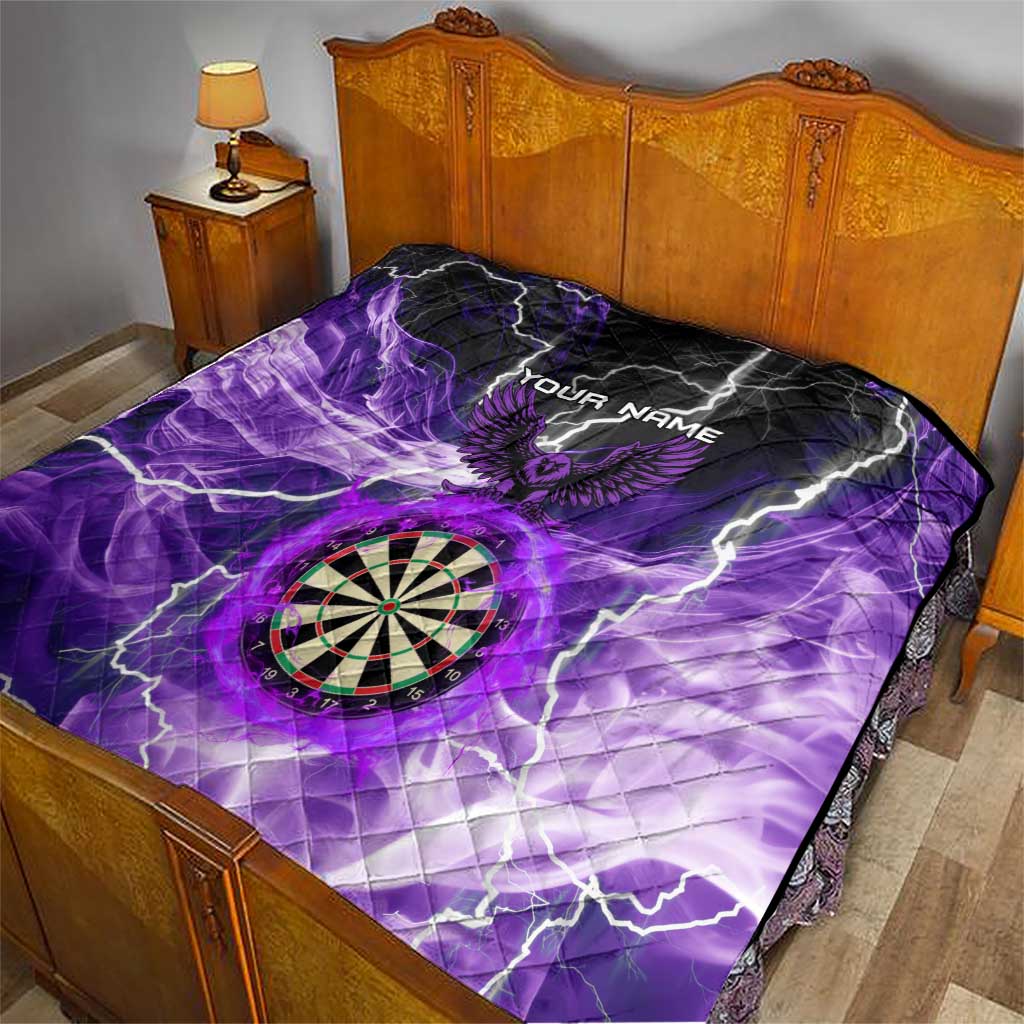 Personalized Purple Lightning Darts Board Quilt with Owl Graphic - Wonder Print Shop